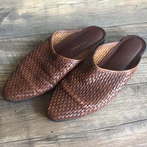 Leather slip on mule loafers